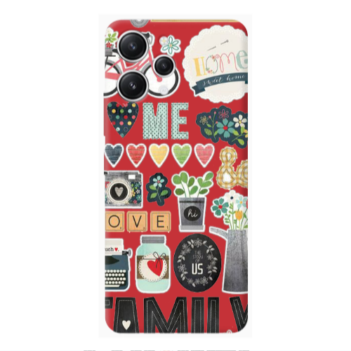 Xiaomi Redmi 12 Family love home Red Colored Silicone TPU Θήκη