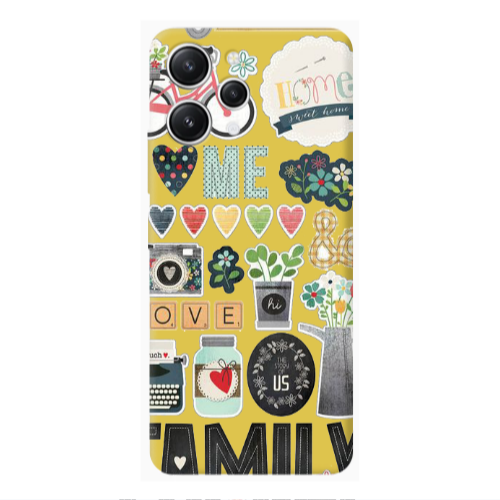 Xiaomi Redmi 12 Family love home Yellow Colored Silicone TPU Θήκη