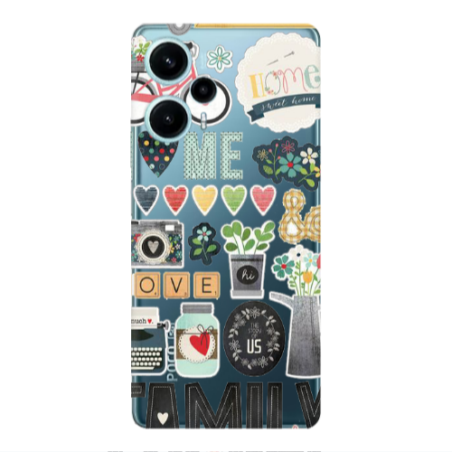 Xiaomi Poco F5 Family love home Transparent Silicone TPU Θήκη