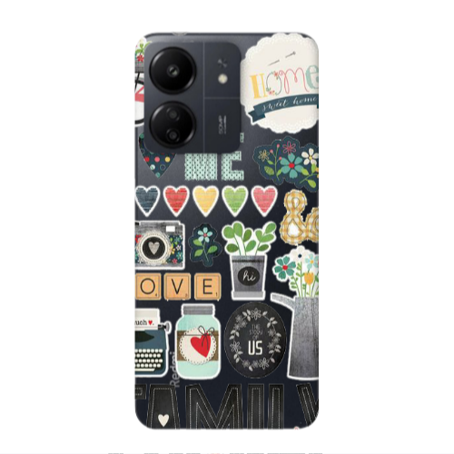 Xiaomi Redmi 13C Family love home Transparent Silicone TPU Θήκη
