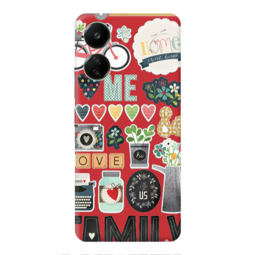 Xiaomi Redmi 13C Family love home Red Colored Silicone TPU Θήκη