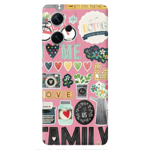 Xiaomi Poco X5 Family love home Pink Colored Silicone TPU Θήκη