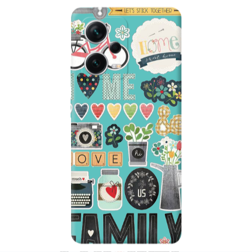 Xiaomi Poco X5 Family love home Turquoise Colored Silicone TPU Θήκη