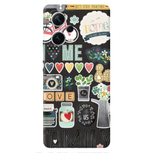 Xiaomi Poco X5 Family love home Black Colored Silicone TPU Θήκη