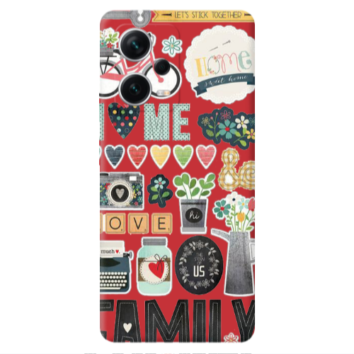 Xiaomi Poco X5 Family love home Red Colored Silicone TPU Θήκη