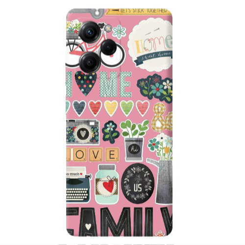 Xiaomi Poco X5 Pro Family love home Pink Colored Silicone TPU Θήκη