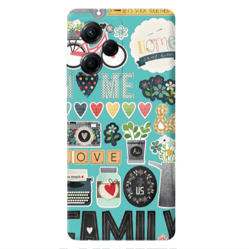 Xiaomi Poco X5 Pro Family love home Turquoise Colored Silicone TPU Θήκη