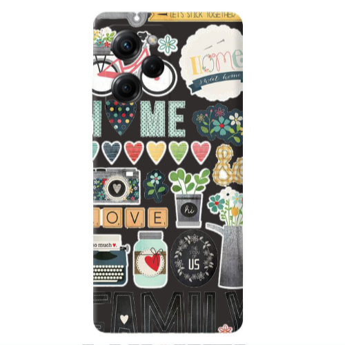 Xiaomi Poco X5 Pro Family love home Black Colored Silicone TPU Θήκη