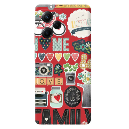 Xiaomi Poco X5 Pro Family love home Red Colored Silicone TPU Θήκη