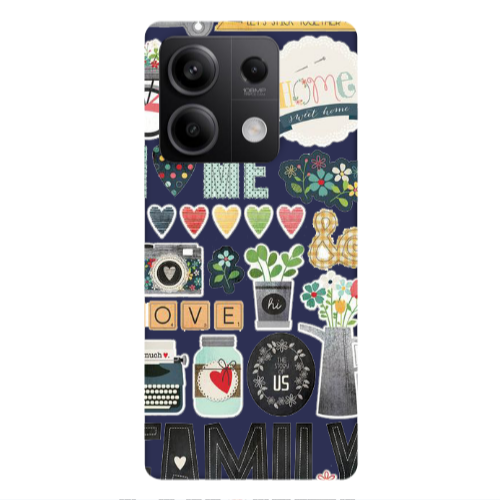 Xiaomi Redmi Note 13 5G Family love home Dark blue Colored Silicone TPU Θήκη