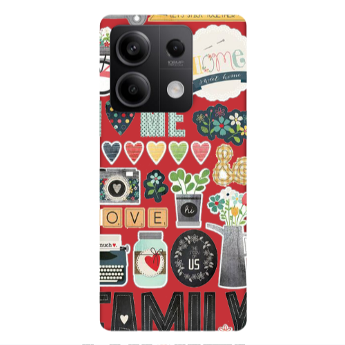 Xiaomi Redmi Note 13 5G Family love home Red Colored Silicone TPU Θήκη