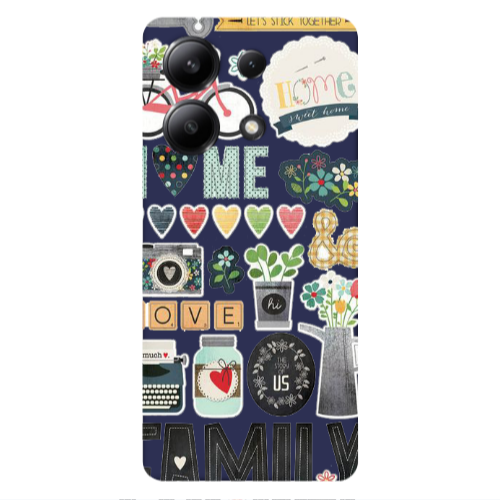 Xiaomi Redmi Note 13 4G Family love home Dark blue Colored Silicone TPU Θήκη