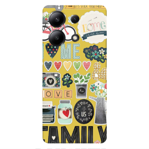 Xiaomi Redmi Note 13 4G Family love home Yellow Colored Silicone TPU Θήκη