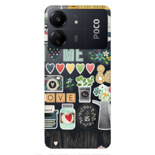 Xiaomi Poco C65 Family love home Transparent Silicone TPU Θήκη