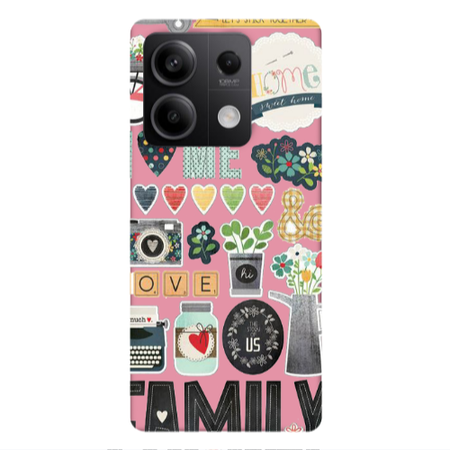 Xiaomi Redmi Note 13Pro 5G Family love home Pink Colored Silicone TPU Θήκη