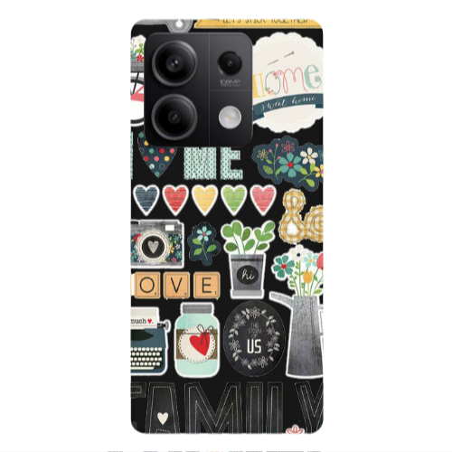 Xiaomi Redmi Note 13Pro 5G Family love home Black Colored Silicone TPU Θήκη