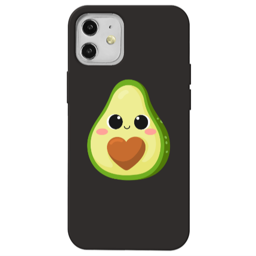 Apple iPhone 12 Baby avocado Black Colored Silicone TPU Θήκη