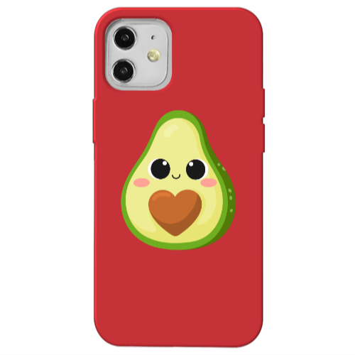 Apple iPhone 12 Baby avocado Red Colored Silicone TPU Θήκη