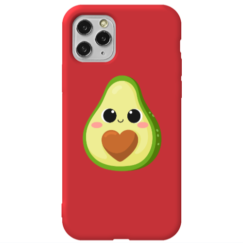 Apple iPhone 11 Pro Max Baby avocado Red Colored Silicone TPU Θήκη