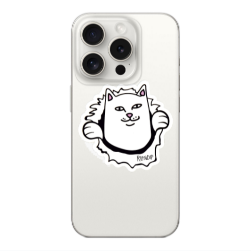 Apple Iphone 16 Pro Max White cat Transparent Silicone TPU Θήκη