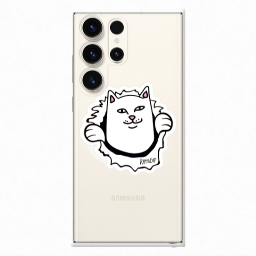 Samsung S25 Ultra White cat Transparent Silicone TPU Θήκη