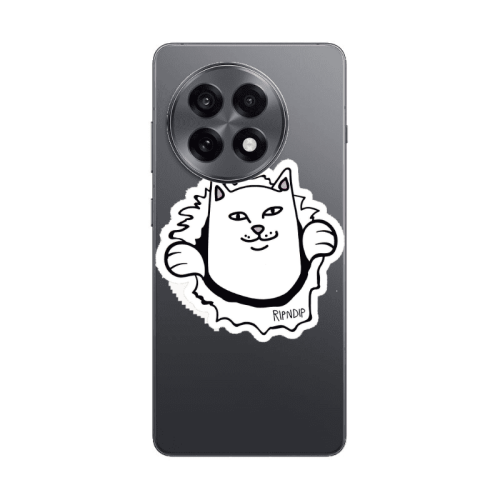 Oneplus 13 5G White cat Transparent Silicone TPU Θήκη
