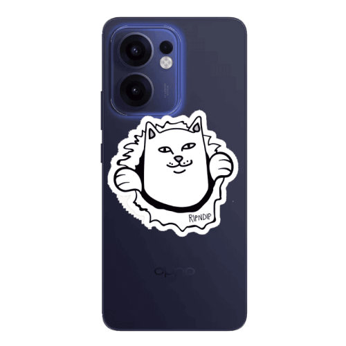 Oppo Reno13 FS White cat Transparent Silicone TPU Θήκη