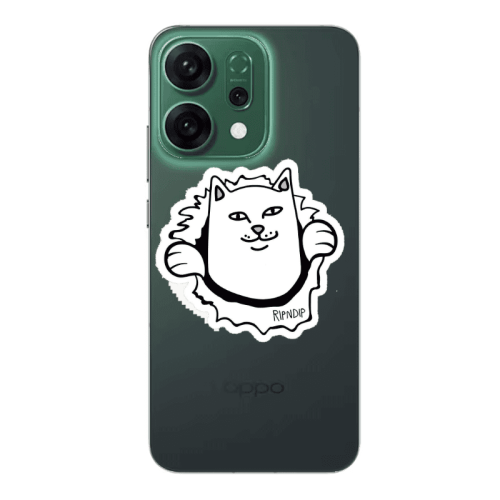 Oppo RENO 14 White cat Transparent Silicone TPU Θήκη