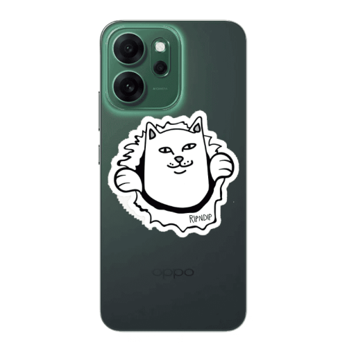 Oppo 14 F White cat Transparent Silicone TPU Θήκη