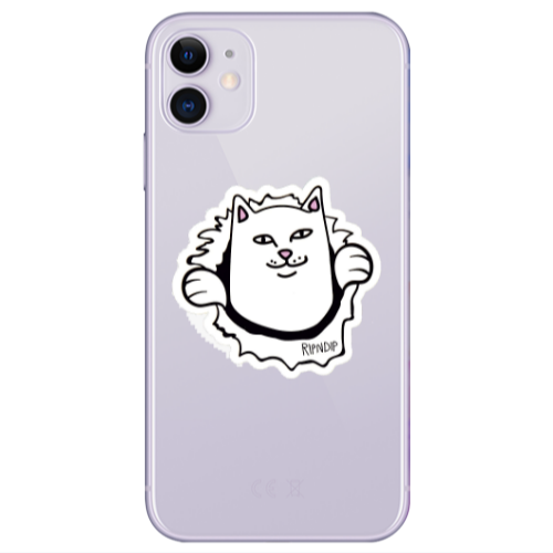 Apple iPhone 11  White cat Transparent Silicone TPU Θήκη