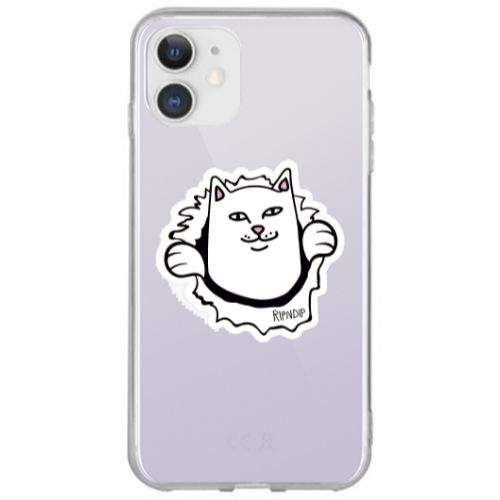 Apple iPhone 12 White cat Transparent Silicone TPU Θήκη