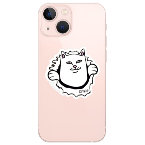 Apple iPhone 13 White cat Transparent Silicone TPU Θήκη