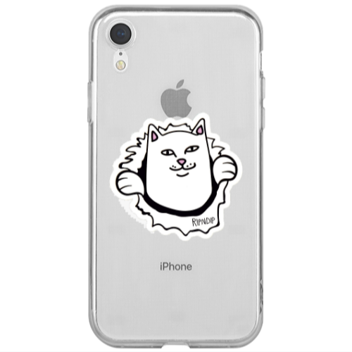 Apple iPhone Xr White cat Transparent Silicone TPU Θήκη