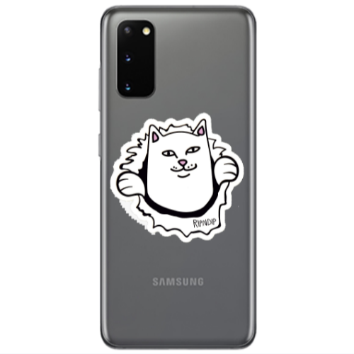 Samsung S20 White cat Transparent Silicone TPU Θήκη