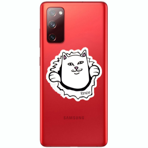 Samsung S20 FE White cat Transparent Silicone TPU Θήκη