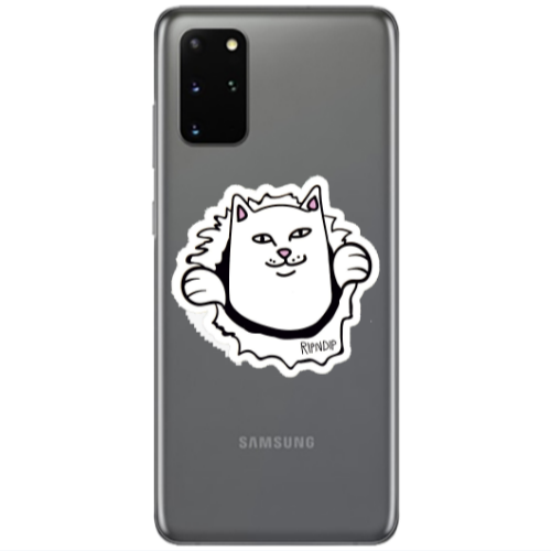Samsung S20 Plus White cat Transparent Silicone TPU Θήκη