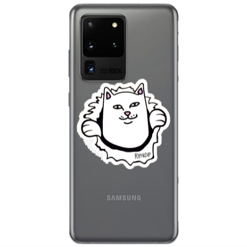 Samsung S20 Ultra White cat Transparent Silicone TPU Θήκη