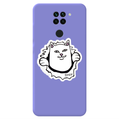 Xiaomi Redmi Note 9 White cat Purple Colored Silicone TPU Θήκη