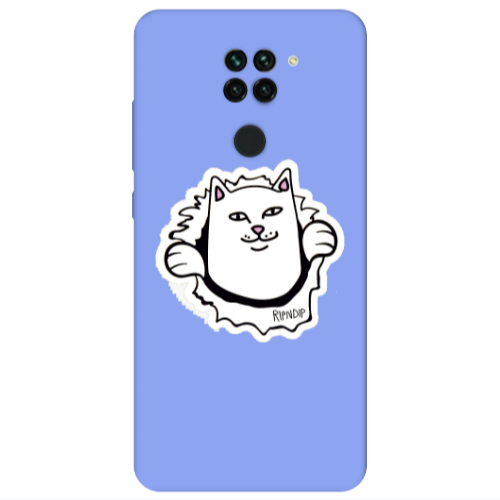 Xiaomi Redmi Note 9 White cat Light Purple Colored Silicone TPU Θήκη