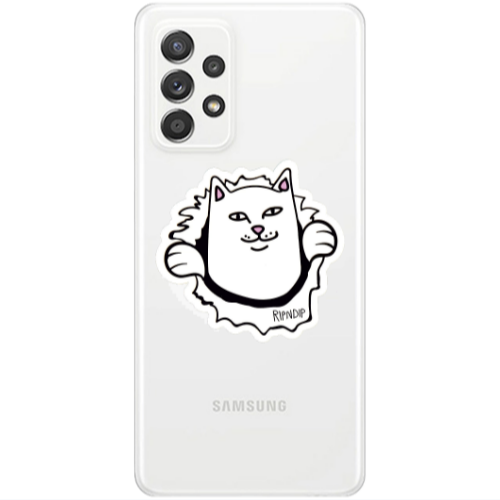 Samsung A53 White cat Transparent Silicone TPU Θήκη