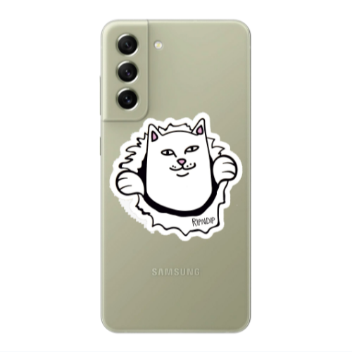 Samsung S22 White cat Transparent Silicone TPU Θήκη