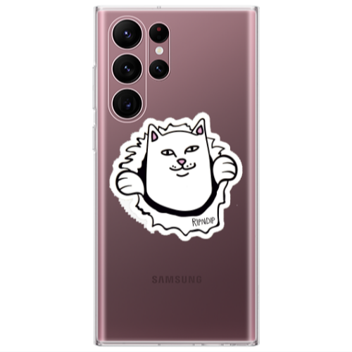 Samsung S22 Ultra White cat Transparent Silicone TPU Θήκη