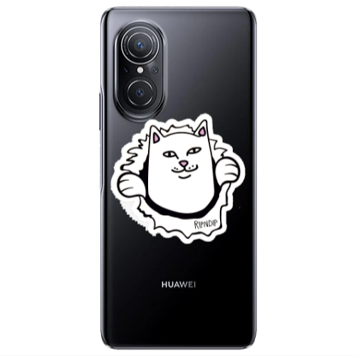 Huawei Nova 9 SE White cat Transparent Silicone TPU Θήκη