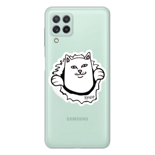 Samsung A22 4G White cat Transparent Silicone TPU Θήκη