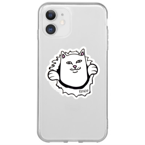 Apple iPhone 12 Mini White cat Transparent Silicone TPU Θήκη