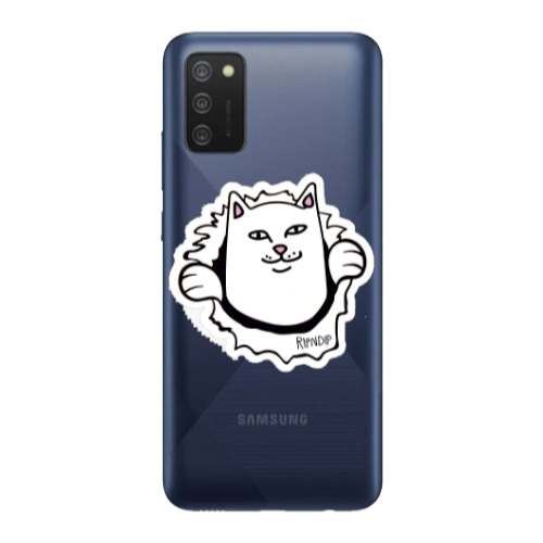 Samsung A03S White cat Transparent Silicone TPU Θήκη