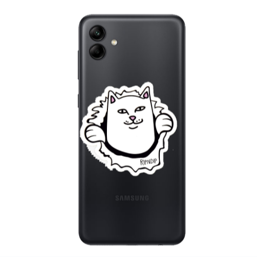 Samsung A04 White cat Transparent Silicone TPU Θήκη