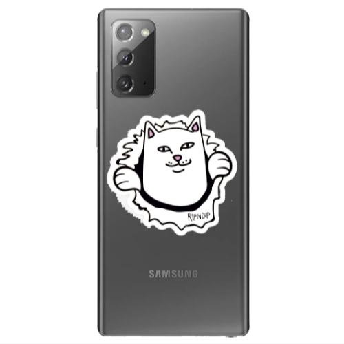 Samsung Note 20 White cat Transparent Silicone TPU Θήκη