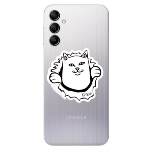 Samsung A14 5G White cat Transparent Silicone TPU Θήκη