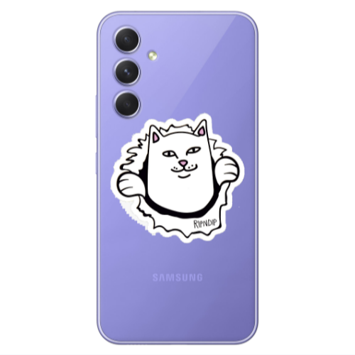 Samsung A54 White cat Transparent Silicone TPU Θήκη